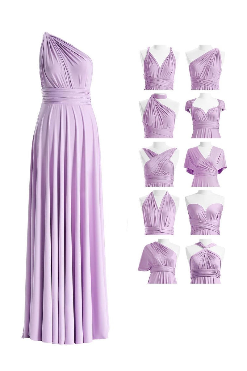 72styles Women's Bridesmaid Dresses Long Convertible Dress High Neck Elastic Formal Evening Dress for Women Lavender - Image 1